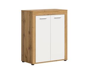 xonox.home Jam X8BK6603 Armoire à Chaussures en chêne Wotan Blanc Env. 80 x 95 x 35 cm