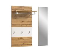 xonox.home Jam X8BK6621 Armoire avec Miroir en chêne Wotan NB., Blanc, env. 90 x 106 x 27 cm