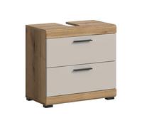 xonox.Home Meuble de lavabo Scout 60 x 56 x 34 cm en Imitation chêne évoak et Cachemire Mat - Meuble Bas élégant - Compact, Moderne et Pratique au Quotidien