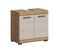 xonox.Home Meuble de lavabo Scout 60 x 56 x 34 cm en Imitation chêne évoak et Cachemire Mat - Meuble Bas Moderne pour Salle de Bain - Élégant, Peu encombrant et Facile d'entretien