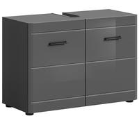 xonox.home Meuble de Salle de Bain Souple - Meuble Bas - Meuble Avant en MDF - Gris Brillant - Corps TZ Gris - Environ 80 x 56 x 34 cm - avec 2 tiroirs