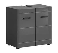 xonox.home Meuble de Salle de Bain Souple - Meuble sous lavabo - Meuble Bas - Gris Brillant - MDF TZ - Corps Gris - Environ 60 x 56 x 34 cm