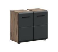 xonox.Home Meuble sous-lavabo Ice 60 x 54 x 30 cm dans Le Corps Nox Oak et façade Noir Mat - Meuble Bas élégant pour lavabo - Élégant et Compact