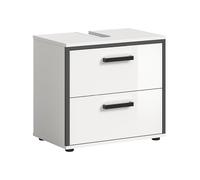 xonox.Home - Meuble sous-lavabo Kojak 60 x 55 x 37 cm en façade Blanc Brillant/Corps Blanc mélamine ABS Anthracite - Meuble Bas de Salle de Bain - Élégant et Peu encombrant