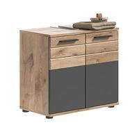 xonox.home - Meuble sous-lavabo Mason 60 x 56 x 34 cm en façade Gris Basalte Gris nox chêne - Meuble Bas pour lavabo de Salle de Bain