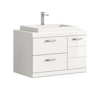 xonox.home - Meuble sous lavabo Scout - 80 x 59 x 50 cm - Blanc brillant/blanc