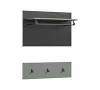 xonox.home - Panneau Canu 73 x 80 x 27 cm en gris basalte et vert fumé Nb. - Panneau mural, porte-manteau mural, porte-manteau, panneau de couloir - Pratique et élégant