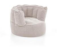 xonox.home Pouf en velours côtelé avec dossier en velours côtelé beige 75 x 55 x 72 cm