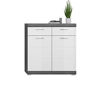 xonox.home Scout X06B2603 Armoire à Chaussures à l'avant Blanc Brillant Corps argenté fumé env. 90 x 96 x 37 cm