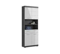 xonox.home Scout X06B2713 Armoire Haute pour Salle de Bain - Façade Blanche Brillante - Corps argenté fumé - Dimensions : env. 74 x 191 x 31 cm