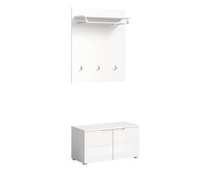 xonox.home Solero Lot de 2 vestiaires et Meubles de Couloir - Système de Rangement en façade - Blanc Brillant - Corps Blanc Brillant