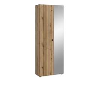 xonox.Home Station de penderie 70 x 192 x 37 cm en Imitation chêne Evoke - Armoire à Miroir avec Beaucoup d'espace de Rangement et Tringle à vêtements pour Couloir et Couloir - Robuste et Moderne