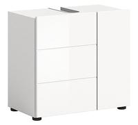 xonox.home Vira X2LA9T72 Meuble sous Vasque de Salle de Bain, en mélamine, Blanc Brillant, Corps en mélamine, env. 60 x 56 x 34 cm