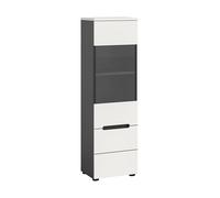 xonox.Home - Vitrine Canu 36 x 125 x 33 cm dans Le Corps en Basalte Gris NB. et façade Blanche NB. - Vitrine décorative en Verre - Armoire de Rangement - Moderne et Peu encombrante