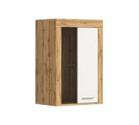 xonox.home Wohnen Jam X8BK6T40 Vitrine décorative en Verre Blanc mélaminé/chêne Wotan mélamine env. 600 x 86 x 35 cm
