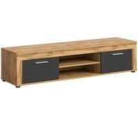 xonox.home Wohnen Jam X8BN1T30 Meuble TV Bas en chêne Wotan Imitation chêne mélaminé/Gris env. 160 x 37 x 40 cm