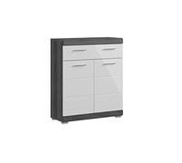 xonox.home X06B2703, Bois, Façade : Blanc Brillant, Corps : Imitation Argent fumé, Imitation Argent fumé, 74 x 88 x 31 cm