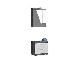 xonox.home X06B2B26, Bois, Façade : Blanc Brillant, Corps + Garniture Imitation Argent fumé, 1