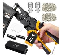 XOOL Kit Outil Pose-Œillets 2-en-1, Têtes 12 mm & 10 mm à Changement Pivotant, Pince à Œillets avec Système Magnétique pour Toile, Cuir, Bâches, DIY - 400 Œillets & Rondelles Inclus