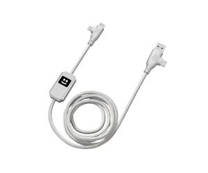 Xoopar - ALLURE Câble de Charge Rapide Multi USB 4 en 1 - Chargeur Universel en Plastique Recy onnecteurs USB, USB-C et Lightning - Compatible Smartphones et Tablettes - Argent