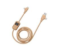 Xoopar - ALLURE Câble de Charge Rapide Multi USB 4 en 1 - Chargeur Universel en Plastique Recy onnecteurs USB, USB-C et Lightning - Compatible Smartphones et Tablettes - Doré