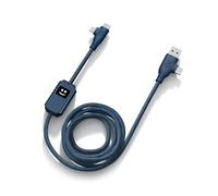 Xoopar - ALLURE Câble de Charge Rapide Multi USB 4 en 1 - Chargeur Universel en Plastique Recyclé - Connecteurs USB, USB-C et Lightning - Compatible Smartphones et Tablettes - Bleu