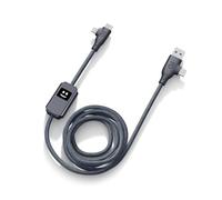 Xoopar - Buddy Câble Multi USB 4 en 1 - Chargeur Universel en Plastique Recyclé - Connecteurs USB, USB-C et Lightning - Compatible Smartphones et Tablettes - Noir