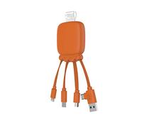 Xoopar Câble Multi Connecteurs USB - Hub USB 4 en 1 : USB C, USB et Micro USB - Câble Chargeur Universel et Batterie Externe - Câble Multi téléphone - Octopus Gamma (Orange)