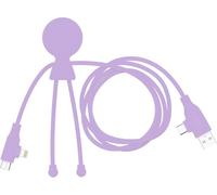 Xoopar Câble Multi USB 3 en 1 - Long Cable de Charge Rapide 1m20-60W de Puissance - Port USB USB-C Lightning - Compatible tous les Smartphones Mr Bio Long Fast Violet