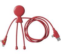 Xoopar Câble Multi USB 3 en 1 - Long Cable de Charge Rapide 1m20-60W de Puissance - Port USB USB-C Lightning - Compatible tous les Smartphones Mr Bio Long Fast Rouge