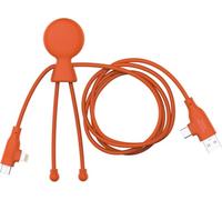 Xoopar Câble Multi USB 3 en 1 - Long Cable de Charge Rapide 1m20-60W de Puissance - Port USB USB-C Lightning - Compatible tous les Smartphones Mr Bio Long Fast Orange