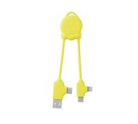 Xoopar Câble Multi USB 4 en 1 - Chargeur Universel avec Connecteurs Lightning - USB-C et Micro - Idéal pour Charger Smartphones - Écouteurs - Tablettes OctoMini Jaune
