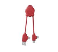 Xoopar Câble Multi USB 4 en 1 - Chargeur Universel avec Connecteurs Lightning - USB-C et Micro - Idéal pour Charger Smartphones - Écouteurs - Tablettes OctoMini Rouge