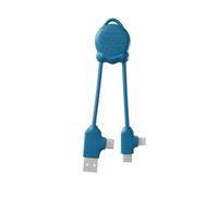 Xoopar Câble Multi USB 4 en 1 - Chargeur Universel avec Connecteurs Lightning - USB-C et Micro - Idéal pour Charger Smartphones - Écouteurs - Tablettes OctoMini Bleu