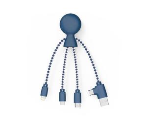 Xoopar - Câble Multi USB 4 en 1 en Forme de Pieuvre - Chargeur Universel en Plastique Recyclé - Prise USB, USB-C, Lightning, Micro USB - Compatible avec tous les Smartphone - Mr Bio Bleu