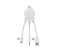 Xoopar Cable Octopus BT (blanc) Multi-câbles, Entrée USB, Sortie lightning, USB-C & Micro-USB, Compatible avec tout type d’appareil (smartphone, écouteur sans fil…)