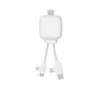 Xoopar Gamma Lite Câble USB 4 en 1 + Batterie Externe 3000 mAh - Blanc | Câble 4 en 1 et batterie 3000 mAh en plastique recyclé : USB-C, Lightning et Micro USB - pour tous vos smartphones