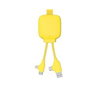 Câble Multi-Connecteurs USB 4 en 1 - Chargeur Universel et Batterie Externe 3000 mAh en Plastique Recyclé - Xoopar Gamma Lite Jaune