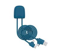 Xoopar – Câble de charge multi USB 1 m – Entrées USB et USB‑C, Sorties USB‑C et Lightning – Bleu
