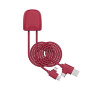 Xoopar – Câble de charge multi USB 1 m – USB/USB‑C → USB‑C & Lightning, CarPlay – Rouge