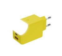 Xoopar Ice-G Chargeur Secteur 65 W 2 Ports USB-C et USB - Jaune | Charge rapide 65 W sur 2 ports (USB-C et USB-A) avec lumière tactile - pour smartphone, tablette et ordinateur