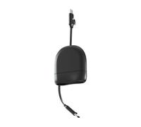Xoopar Ice R Câble Rétractable Multi USB 1 m 60 W Charge Rapide - Noir | Câble rétractable 60 W : USB-C et Lightning, charge rapide, CarPlay et transfert de données - se range en un geste