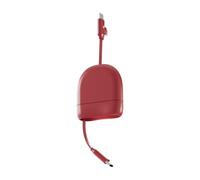 Xoopar Ice R Câble Rétractable Multi USB 1 m 60 W Charge Rapide - Rouge | Câble rétractable 60 W : USB-C et Lightning, charge rapide, CarPlay et transfert de données - se range en un geste