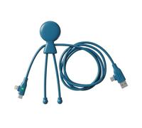 Xoopar Mr Bio Long Fast Câble USB 3 en 1 Charge Rapide 60 W 1,2 m - Bleu | Charge rapide 60 W sur 1,20 m : USB, USB-C et Lightning - un seul câble pour smartphones, tablettes et écouteurs