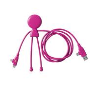 Xoopar Mr Bio Long Fast Câble USB 3 en 1 Charge Rapide 60 W 1,2 m - Rose | Charge rapide 60 W sur 1,20 m : USB, USB-C et Lightning - un seul câble pour smartphones, tablettes et écouteurs