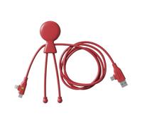 Xoopar Mr Bio Long Fast Câble USB 3 en 1 Charge Rapide 60 W 1,2 m - Rouge | Charge rapide 60 W sur 1,20 m : USB, USB-C et Lightning - un seul câble pour smartphones, tablettes et écouteurs