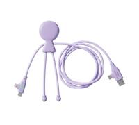 Xoopar Mr Bio Long Fast Câble USB 3 en 1 Charge Rapide 60 W 1,2 m - Violet | Charge rapide 60 W sur 1,20 m : USB, USB-C et Lightning - un seul câble pour smartphones, tablettes et écouteurs