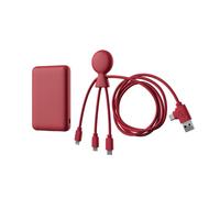 Xoopar Mr Bio Pack Câble USB 4 en 1 + Batterie 5000 mAh 1 m - Rouge
