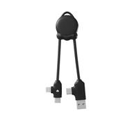 Xoopar - OctoMini - Câble Multi USB 4 en 1 - Chargeur Universel avec Connecteurs Lightning, USB-C et Micro USB - Format Compact Porte-Clés - Compatible Smartphones, Écouteurs et Tablettes - Noir
