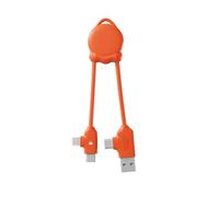 Xoopar Câble Multi USB 4 en 1 - Chargeur Universel avec Connecteurs Lightning - USB-C et Micro - Idéal pour Charger Smartphones - Écouteurs - Tablettes OctoMini Orange